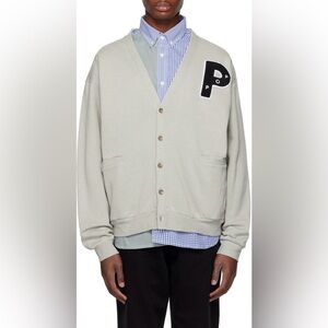 Pop Trading Company Men’s Cardigan Size L Gray Cotton Button